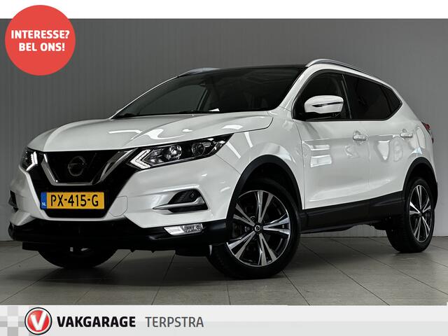 Nissan QASHQAI 1.2 N-Connecta/ 360° Camera/ 18'' LMV/ Keyless/ Lane-Assist./ DAB+/ Panorama-Dak/ Navi/ Clima/ Cruise/ Elek. pakket/ Isofix/ Bluetooth/ Armsteun/ Multi. LEDER. Stuur/ Mistl./ PDC V+A/ Extra getint glas/ Chro