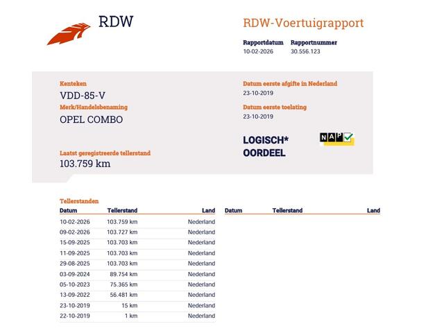 Opel COMBO 1.5D 102pk Euro 6 L2 Maxi - BOTT Inrichting - Cruise - Airco