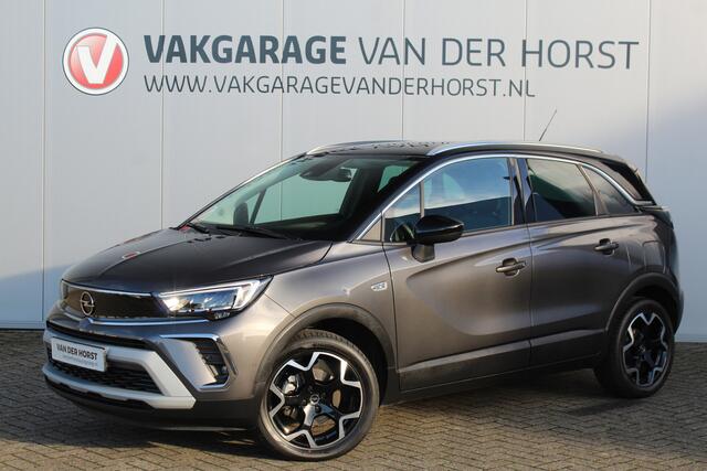 Opel Crossland 1.2-Turbo 110 pk Ultimate Mooie en luxe hoogzitter met weinig km's ! Volautm. airco dual, cruise control, camera, comfortstoelen, metallic lak, LM wielen, navigatie, telefoonvoorb., LED verlichting etc.
