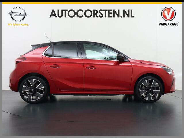 Opel e-Corsa Elegance 50kWh SOH 90% Leder 360°Camera Panoramadak Zwart Dak Navi Ecc Apple Carplay Android Auto Cruise Control Stoel+Stuurverwarming DAB+ Pdc Lmv Led Origineel Nederlandse Auto