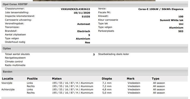 Opel e-Corsa Elegance 100KW / 50 kWh / Naviagtie / 1/2Leder / Airco-ecc./ Keyless entry / Radio multimedia / Premium Pack./