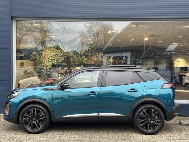 Peugeot 2008 1.2 Hybrid 145 PK GT | Automaat Hybride | DEMO met ¤8.500 Korting | Panorama Schuif-/Kanteldak | Navigatie | 360 Graden Camera | Keyless Entry | Full LED Verlichting | Zwart Dak | Climate Control | 18" Lichtmetalen Velgen Evissa | Sportstoelen | Hoge Zitp