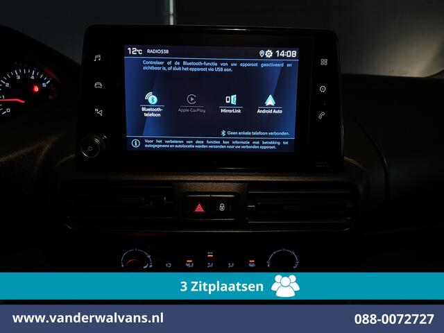 Peugeot PARTNER 1.5 BlueHDI 102pk L1H1 Euro6 Airco | 3-Zits | Apple Carplay | Trekhaak | Cruisecontrol Android Auto, Parkeersensoren, Bijrijdersbank
