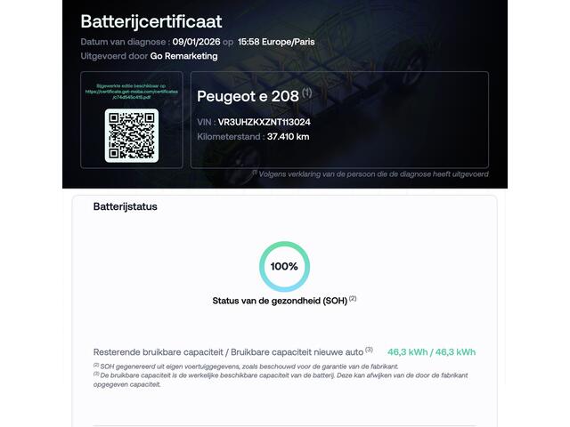 Peugeot e-208 EV Active 50 kWh SOH 100% / Clima / Lage km stand