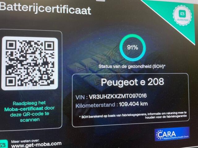 Peugeot e-208 Active Pack 50 kWh - Carplay, Navi, Cruise, SOH 91%