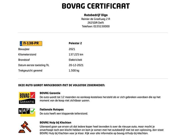 Polestar 2 Long Range Single Motor 78 kWh + Pilot Pack! SOH 90% | Trekhaak | Apple Carplay & AndroidAUTO |