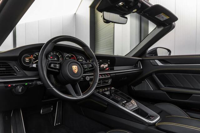 Porsche 911 Cabrio 3.8 Turbo S 478kW/650pk PDK8 SPORT DESIGN + AERO-PAKKET + BURMESTER + NACHTZICHT + ADAPT.CRUISE + 360 CAMERA + LIFT + KEYLESS ENTRY&DRIVE + SPORT CHRONO + PDLS PLUS + PASM SPORT -10MM + TARGET BLU EYE + PPF FRONT + 20/21 INCH EXCL.DESIGN!