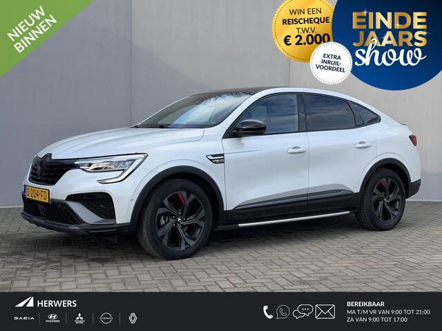 Renault Arkana 1.6 E-Tech Hybrid 145 R.S. Line / Trekhaak (760KG) / Dealer Onderhouden / Adaptive Cruise / Camera / Lederen Bekleding / Stoel & Stuurwiel Verwarming / Spoiler / Zwart Dak / DAB / NAP /
