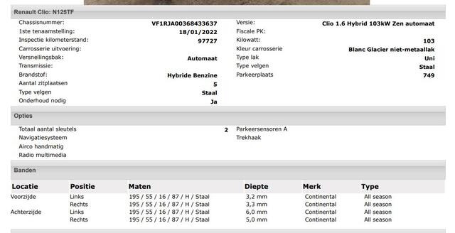 Renault CLIO 1.6 E- Automaat Tech Hybrid 140 Zen / 5Drs./ Navigatie / Airco / Radio multimedia /