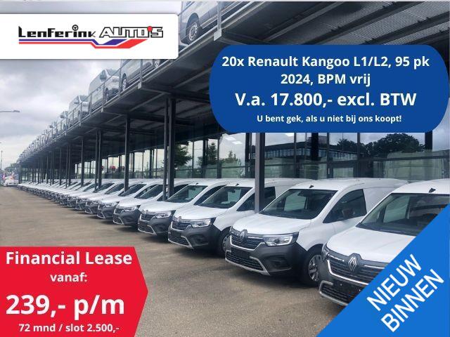 Renault KANGOO 1.5 Blue dCi 95 pk L1 20x Voorraad, v.a. 17.800,- ex BTW, Airco, Apple Carplay, Camera, Cruise Control, PDC achter, 2-Zits