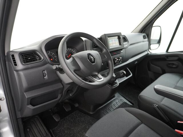 Renault MASTER T35 2.3dCi 135 L2H2 Apple Carplay/Android Auto Euro 6 Trekhaak Navi Airco 3-Persoons Pdc Led DAB Regen-Lichtsensor Betonplex Vloer Lat om Lat Wandbetimmering Schuifdeur 1e Eigenaar Euro 6 Facelift Model 2.500KG Trekgewicht