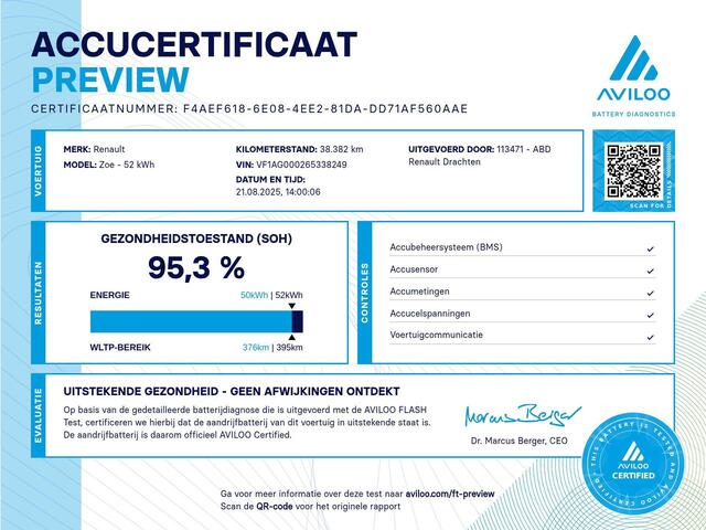 Renault ZOE R135 Intens 52 kWh (ex Accu) 95% Accu score | Dealer onderhouden | Trekhaak | Climate control | Navigatie | Achteruitrijcamera | LED verlichting |