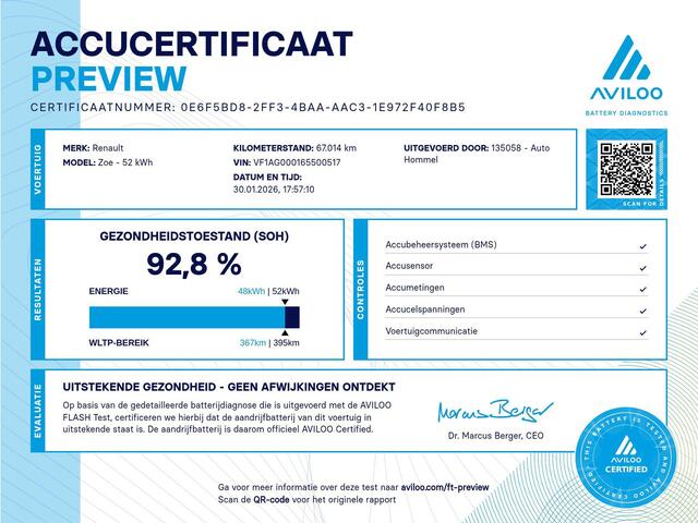 Renault ZOE R110 Life 52 kWh SOH 92.8%!! - CLIMATE CONTROL - APPLE CARPLAY/ANDROID AUTO - CRUISE CONTROL - HILL HOLD FUNCTIE - KEYLESS ENTRY/START - LED KOPLAMPEN - MULTIFUNCTIONEEL STUURWIEL - ACHTERUITRIJ CAMERA - PARKEERSENSOREN ACHTER