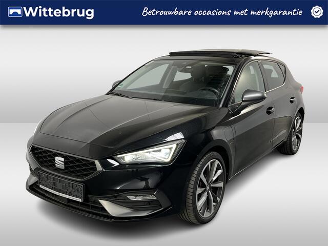 Seat LEON 1.4 TSI eHybrid PHEV FR / AUTOMAAT/ PANO/ LEER/ ACC/ DCC/ MEMORY SEAT/ STUUR+STOELVERWARMING/ DODEHOEK/ PARK.SENSOREN V+A/ CAMERA/ FULL LINK/ KEYLESS/ DIGITAL DASH/ NAVI/ DAB/ CLIMA/ LED/ 18'' LMV