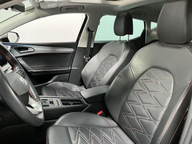 Seat LEON 1.4 TSI eHybrid PHEV FR / AUTOMAAT/ PANO/ LEER/ ACC/ DCC/ MEMORY SEAT/ STUUR+STOELVERWARMING/ DODEHOEK/ PARK.SENSOREN V+A/ CAMERA/ FULL LINK/ KEYLESS/ DIGITAL DASH/ NAVI/ DAB/ CLIMA/ LED/ 18'' LMV
