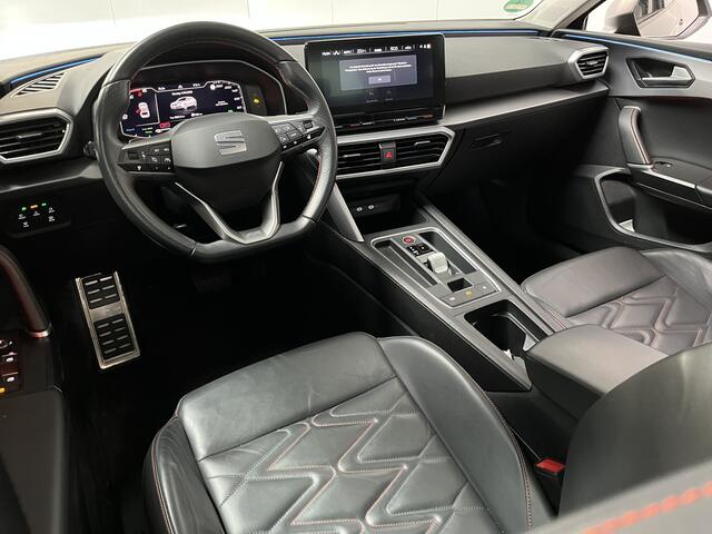 Seat LEON 1.4 TSI eHybrid PHEV FR / AUTOMAAT/ PANO/ LEER/ ACC/ DCC/ MEMORY SEAT/ STUUR+STOELVERWARMING/ DODEHOEK/ PARK.SENSOREN V+A/ CAMERA/ FULL LINK/ KEYLESS/ DIGITAL DASH/ NAVI/ DAB/ CLIMA/ LED/ 18'' LMV