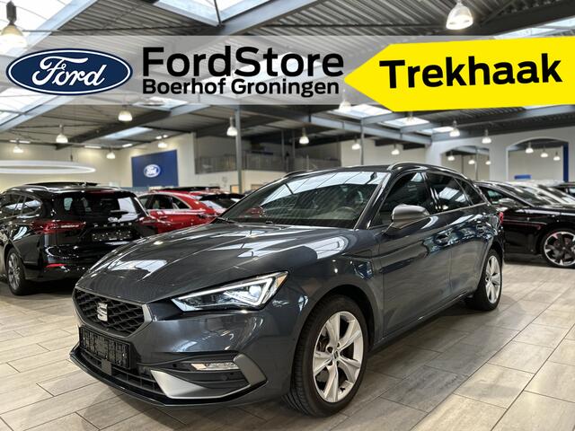 Seat LEON Sportstourer 1.5 TSI e-Hybrid 204pk FR Business | Trekhaak | Stoel- en stuurwiel verwarming | Adapt. Cruise | Camera | 1/2 leer | Fabrieksgarantie t/m 05-2029 |