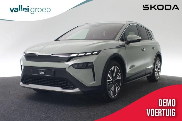 Skoda Elroq Intro Charlie 210 kW / 286 pk Business Edition | 20" Inch LMV | 3-Zone Climate Control | Camera | Dodehoekdetectie | Elektrische Kofferklep | Keyless-Entry | LED-Matrix verlichting | Stoel-, Stuur- en Achterbankverwarming | Timiano Green | Trekhaak El. We