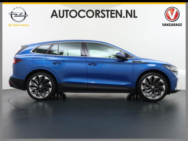 Skoda Enyaq iV 80 204pk AUT. LEER Camera Adaptive-cruise+Stop/Go Head-Up Display Trekhaak Apple Carplay Android Auto Smartlink Adap.Cruise 21" DAB Stoel+Stuur+achterbank-Verwarmd ECC-v+a Navi PDC Keyless-go Spoorwisselassistent Verkeersborddetectie Sproeiers verwarmd St