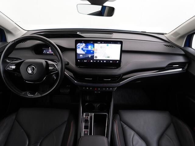 Skoda Enyaq iV 80 204pk AUT. LEER Camera Adaptive-cruise+Stop/Go Head-Up Display Trekhaak Apple Carplay Android Auto Smartlink Adap.Cruise 21" DAB Stoel+Stuur+achterbank-Verwarmd ECC-v+a Navi PDC Keyless-go Spoorwisselassistent Verkeersborddetectie Sproeiers verwarmd St