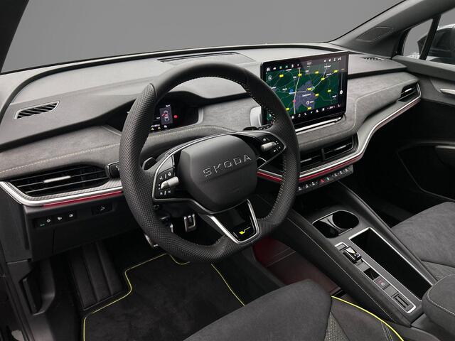 Skoda Enyaq iV 85X RS 340pk Automaat Trekhaak, Navigatie, Adaptive cruise control, LED matrix koplampen, Achteruitrijcamera, Stuurwiel verwarmd, Stoelverwarming