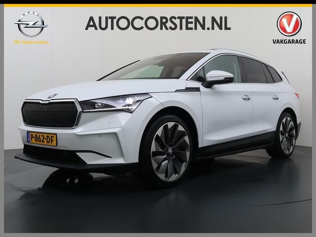 Skoda Enyaq iV 80 First Edition HighLuxus Soh92% Pano-Dak Elektr.Trekhaak *BOMVOL ¤ 63.000 nieuw!* 21"lm Full-Led 360-Camera Adaptive-Cruise Navi Apple Carplay Android PDC-a+v Akoustiche-Ramen Keyless HUD Elektr.Stoel+Geheugen(+stuur)+Bank-Verwarmd Trekhaak First Editi 