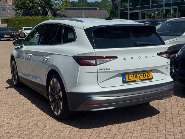 Skoda Enyaq iV 80 First Edition / SoH 91,4% / Trekhaak / Camera / Leder / CarPlay / Keyless / 21'' / Warmtepomp / Stuur+Stoelverwarming / Dodehoek / DAB / ACC