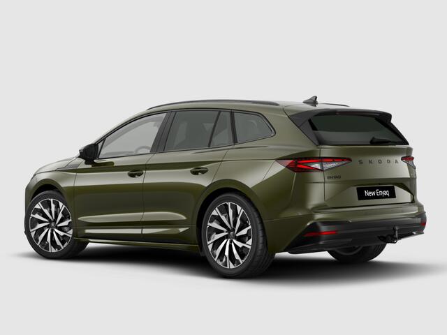 Skoda Enyaq iV Sportline Tour Edition 85 | Olibo Green | 21" inch velgen Supernova | panoramisch schuif/kanteldak | Elektrisch wegklapbare trekhaak | Business Upgrade - Advanced | ¤3000,- inruilpremie |