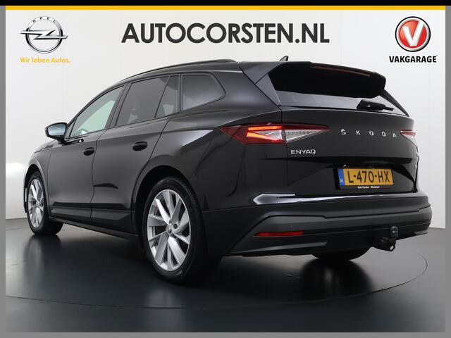 Skoda Enyaq iV 60 Panoramadak Trekhaak Leder Adap.Cruise Stoel+Stuur+Achterbankverwarming Camera 3-Zone Ecc SOH 90% Keyless Navi Pdc Elek.Achterklep Apple Carplay Android Auto P-Assist Privacy Glas Led Lmv 20" 1.000KG Trekgewicht 1e Eigenaar Origineel Nederlandse Auto Z
