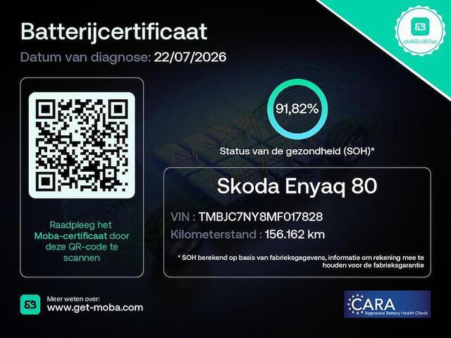 Skoda Enyaq iV 80 SPORTLINE (92% SOH) I GROOT ACCUPAKKET I WARMTEPOMP I NAVIGATIE I SCHUIF/KANTELDAK