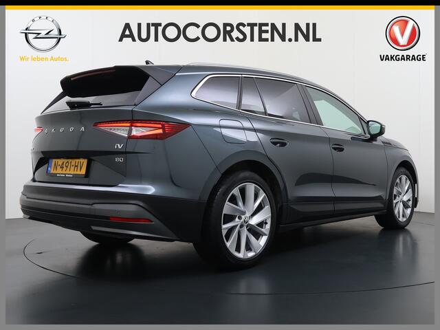 Skoda Enyaq iV 80 SOH 90% Warmtepomp Adap.Cruise Camera Stuur+Stoelverwarming Blind Spot 3-Zone Ecc Navi Apple Carplay Android Auto Matrix Led Keyless Assistentie Pakket Comfort-pakket Lane Assist P-Assist Lmv 20" Privacy Glas Pdc Isofix Origineel Nederlandse Auto Dealeronderhouden