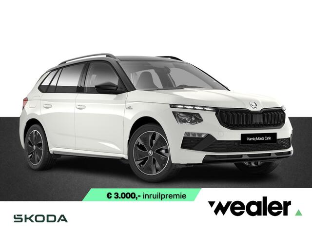 Skoda Kamiq Monte Carlo 1.0 TSI 115 PK DSG Automaat | Trekhaak | Zwart dak | 17" Lichtmetalen velgen | Panoramadak