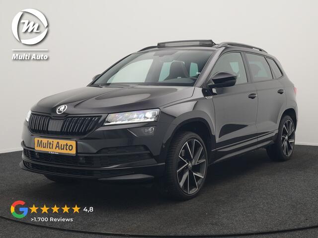 Skoda Karoq 1.5 TSI ACT Sportline 150pk DSG Dealer O.H | Trekhaak Afn. | Panodak | RS Sportstoelen Verwarmd | Adaptive Cruise | Sfeerverlichting | Camera | Apple Carplay | Keyless | Navigatie | DAB | 19" L.M |