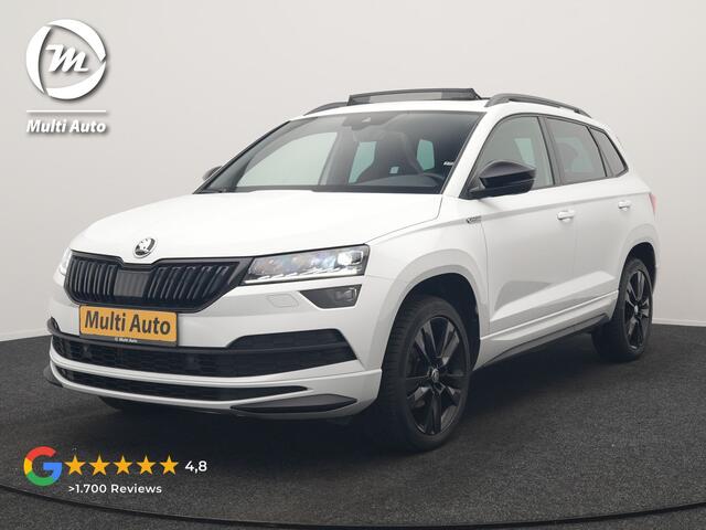 Skoda Karoq 1.5 TSI ACT Sportline DSG 150pk Dealer O.H | Panodak | Adaptive Cruise | Camera | RS Sportstoelen Verwarmd | Blis | Keyless | Apple Carplay | Black Optic | Virtual | Navigatie | DAB | 18"L.M |