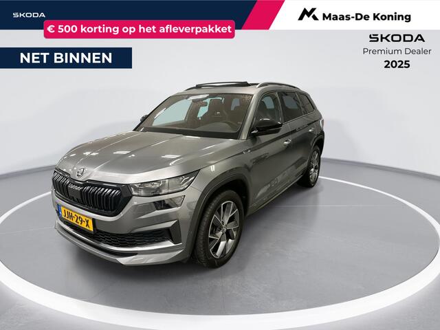 Skoda Kodiaq 1.5 TSI 150pk DSG Sportline 7p. · Panoramadak · Keyless · Camera · Elek. Trekhaak · Apple/Android Car Play · 7. Persoons · 19'' Inch ·