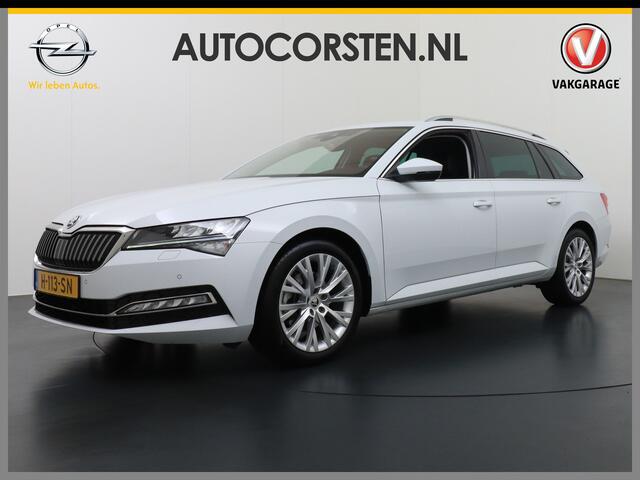 Skoda SUPERB Combi 1.5T-150PK AUT-7 Wegklapb.Trekh.Virtual Cockpit Apple Carplay Android Camera 1/2 Leer-Alcantara Memory Seats Navi Ecc Cruise Control Stoelverwarming ACT Business Edition Keyless DAB Privacy Glas Lmv 18" Elek.Achterklep Business Upgrade Function Pakk