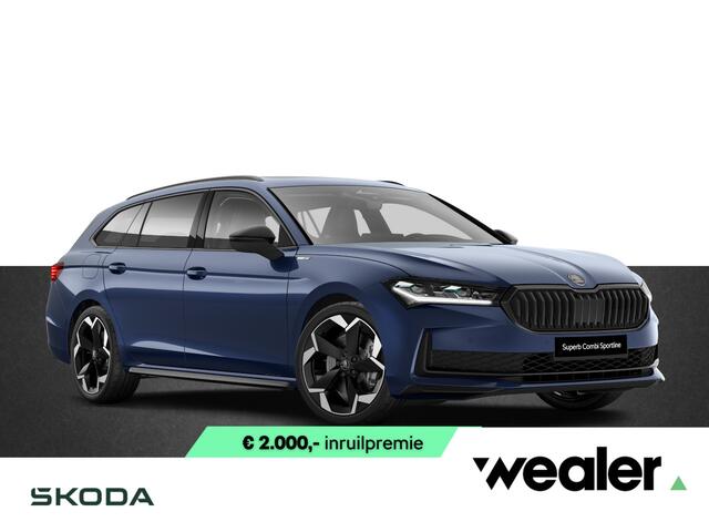 Skoda SUPERB Combi Sportline Business 1.5 TSI PHEV 204 PK DSG Automaat | Panorama dak | Suite Sport Leder | 19" lichtmetalen velgen | Trekhaak |