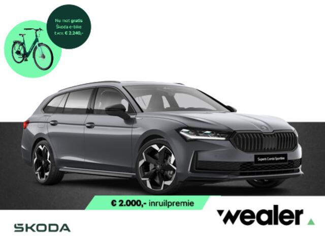 Skoda SUPERB combi Sportline Business 1.5 TSI PHEV 204 PK | Gratis E-Bike | Trekhaak | 19" Lichtmetalen velgen | Panorama dak | Canton Geluid | Suite leder |
