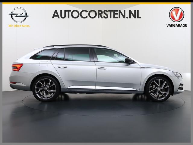 Skoda SUPERB Combi T218PK iV PHEV AUT-6 Sportline BS Elektr.+Geheugen-Sport-Stoelen+Verwarmd Trekhaak Virtual Cockpit Matrix Led Navi Ecc Adap.Cruise Camera Apple Carplay Auto Pdc 1.4t- Plug-in-hybride Achterbank+Stuurverwarming Led Elek.Achterklep Lmv 19" Keyless Dod