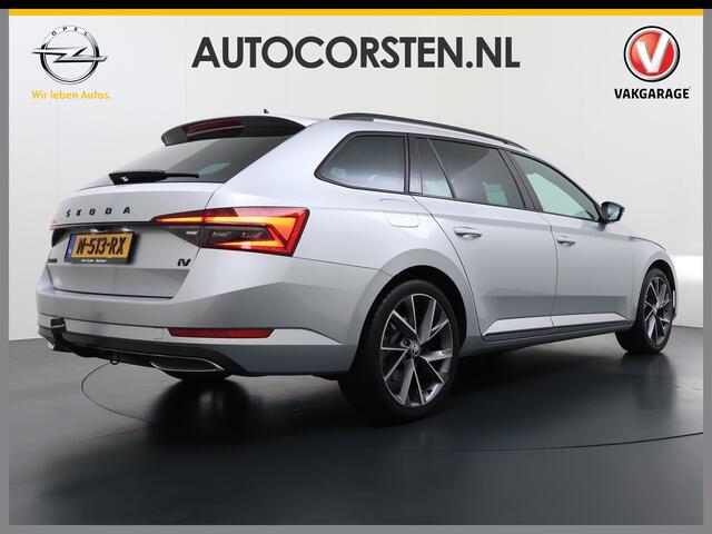 Skoda SUPERB Combi T218PK iV PHEV AUT-6 Sportline BS Elektr.+Geheugen-Sport-Stoelen+Verwarmd Trekhaak Virtual Cockpit Matrix Led Navi Ecc Adap.Cruise Camera Apple Carplay Auto Pdc 1.4t- Plug-in-hybride Achterbank+Stuurverwarming Led Elek.Achterklep Lmv 19" Keyless Dod