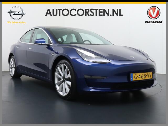 Tesla Model 3 Long Range AWD 75kWh 463PK Lmv 19" Ivoor Interieur FSD-Full Self Driving Computer-3 Premium Audio 4wd AutoPilot Panoramadak Camera's Leer Adaptive-Cruise-Control+Stop&Go Pdc-a+v Dual-Ecc Dual-Motor Keyless Stoel en achterbank verwarming Electr.Stoelen+Mem