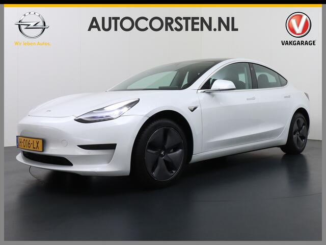 Tesla Model 3 2020 RWD SR+ 60kWh 325PK Lmv 18" AutoPilot Leder PanoDak Adaptive-Cruise Lmv Camera's Elektr.-Stuur+Stoelen+Spiegels+Geheugen+Easy-Entry+Verwarmde stoelen Park assistent PDC WIFI Lane-Assist Speed-Assist Navi LED Comfortstoelen ACC DAB Keyless en Voorverw