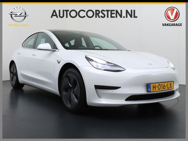 Tesla Model 3 2020 RWD SR+ 60kWh 325PK Lmv 18" AutoPilot Leder PanoDak Adaptive-Cruise Lmv Camera's Elektr.-Stuur+Stoelen+Spiegels+Geheugen+Easy-Entry+Verwarmde stoelen Park assistent PDC WIFI Lane-Assist Speed-Assist Navi LED Comfortstoelen ACC DAB Keyless en Voorverw