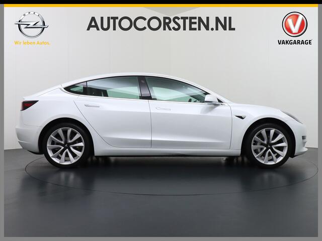 Tesla Model 3 RWD SR+ 60kWh 325PK Lmv 19" AutoPilot Leder PanoDak Adaptive-Cruise Lmv Camera's Elektr.-Stuur+Stoelen+Spiegels+Geheugen+Easy-Entry+Verwarmde stoelen Park assistent PDC WIFI Lane-Assist Speed-Assist Navi LED Comfortstoelen ACC DAB Keyless en Voorverwarmen