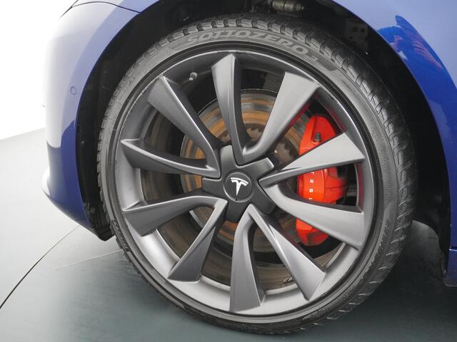 Tesla Model 3 Performance 513pk 3,4 sec 0-100 ! 20"lm FSD-computer 3 AutoPilot Carbon-Spoiler Premium-HiFi Pano.dak Camera Leer Adaptive-Cruise+Stop&Go PDC-A+Voor Wifi Ecc Pdc Cruise Dual Motor! Long Range 75 kWh Stoel en achterbank verwarming Keyless/G Navigatiesystee