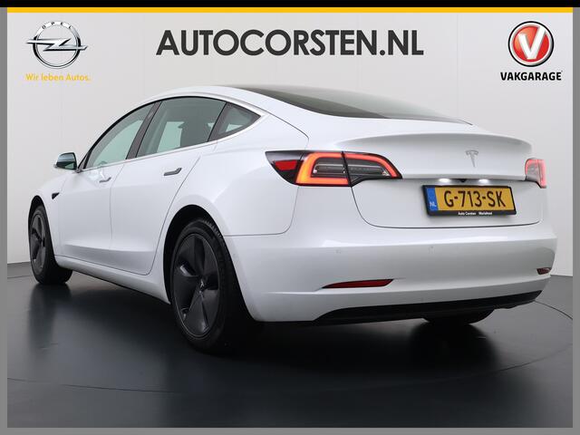 Tesla Model 3 RWD SR+ 60kWh 325PK Lmv 18" AutoPilot Leder PanoDak Adaptive-Cruise Lmv Camera's Elektr.-Stuur+Stoelen+Spiegels+Geheugen+Easy-Entry+Verwarmde stoelen Park assistent PDC WIFI Lane-Assist Speed-Assist Navi LED Comfortstoelen ACC DAB Keyless en Voorverwarmen