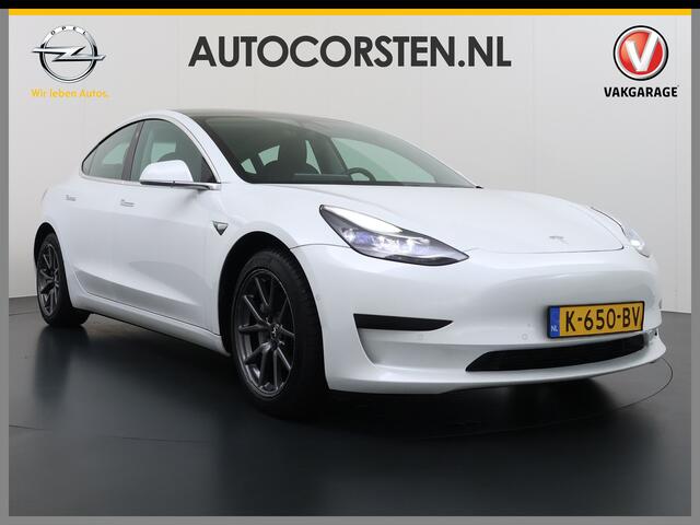 Tesla Model 3 SR Plus 325PK Lmv 18" AutoPilot FSD-3 Leder Pano-dak Adaptive-Cruise Camera's Elektr.-Stuur+Stoelen+Spiegels+Geheugen+Easy-Entry+Verwarmde stoelen Park assistent Pdc WIFI Lane-Assist Speed-Assist Navi LED Comfortstoelen ACC DAB Voorverwarmen interieur via