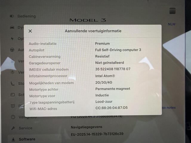 Tesla Model 3 Long Range AWD 75 kWh SOH 88.8% ?Full Self Driving 3 ?Panoramadak ?Vol Leder ?360º Camera ?Stoelverwarming ?Autopilot ?Origineel NL
