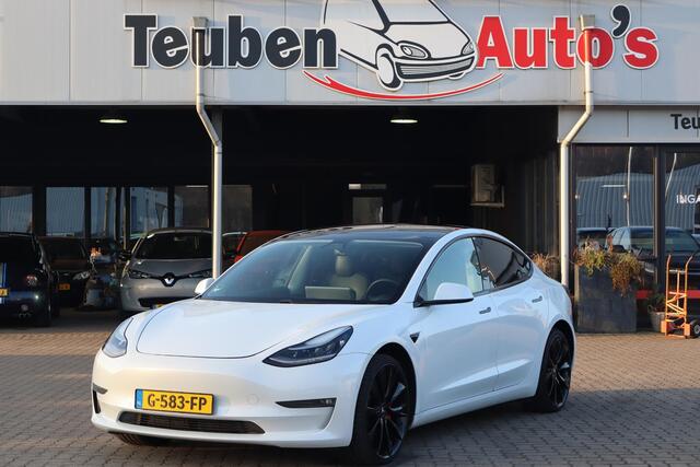 Tesla Model 3 Performance AWD 75 kWh SOH 89,1%, BTW Auto, Autopilot computer 3.0, Lederen interieur, 360 Camera,
