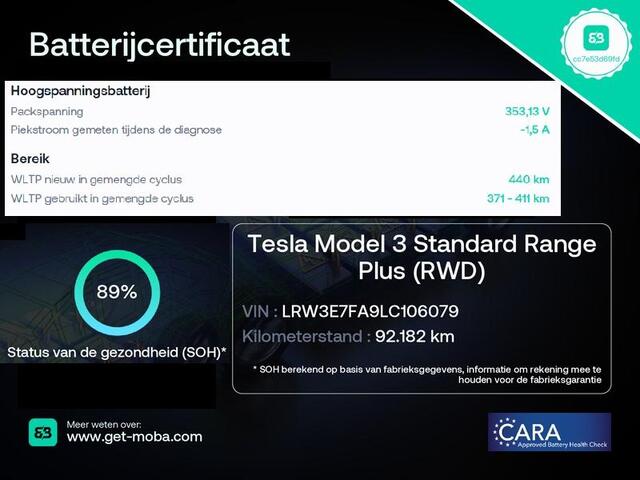 Tesla Model 3 RWD 60KWH 1e EIG SOD ACCU 89% GARANTIE 2031 BI-TONE BODY. DODEHOEK CAMERA . PARKEERSENSOREN V+A . STOELVERWARMING . PANORAMADAK . APPLE CARPLAY & ANDROID AUTO